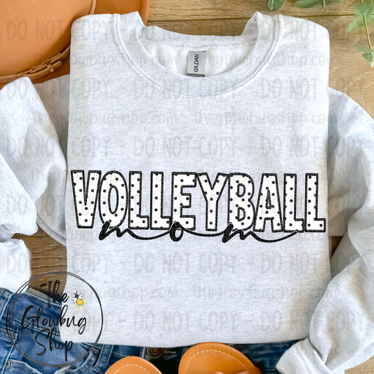 Volleyball MOM polka white