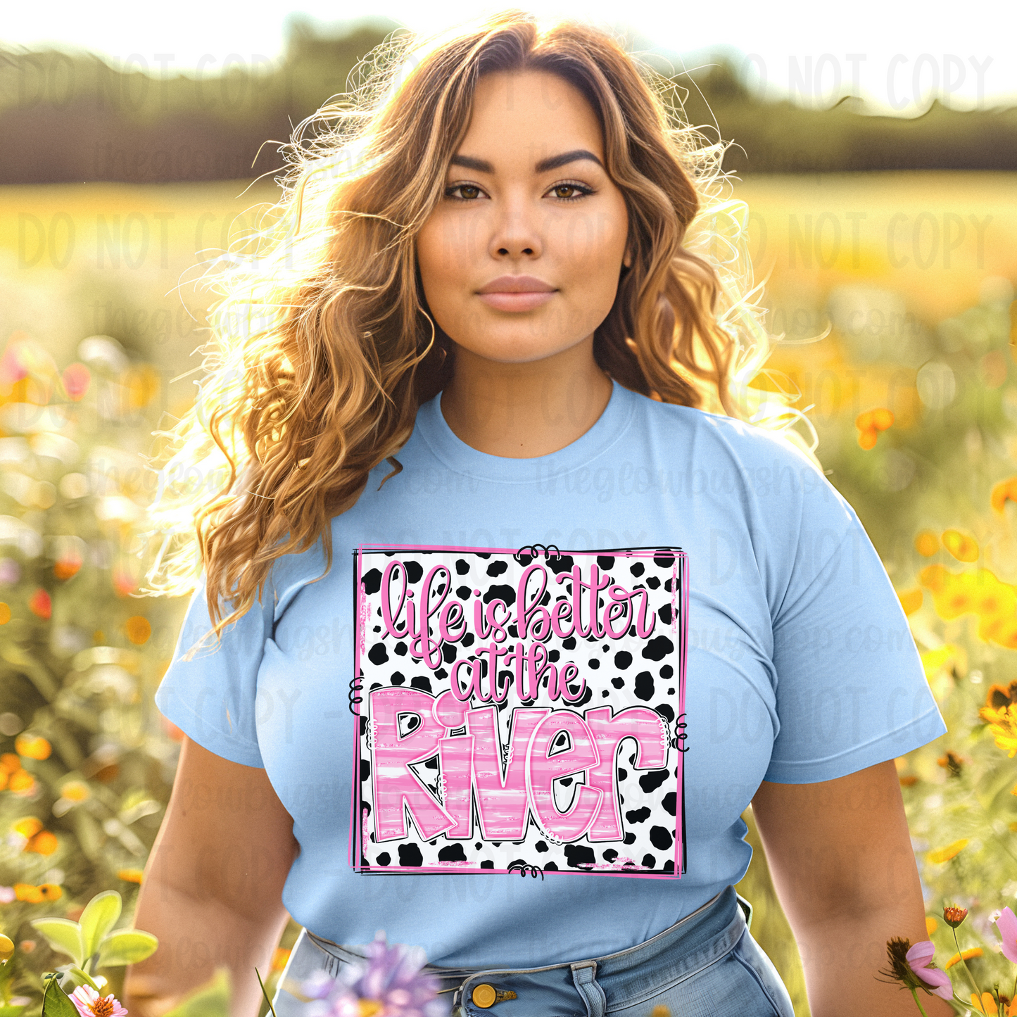 Life Is Better At The River (cow print)