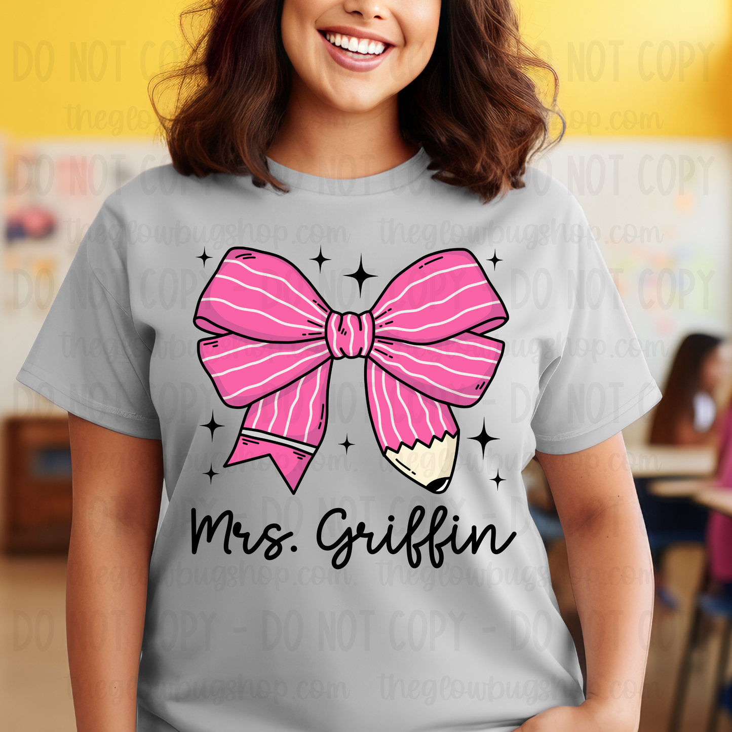 Pink Pencil Bow (custom)