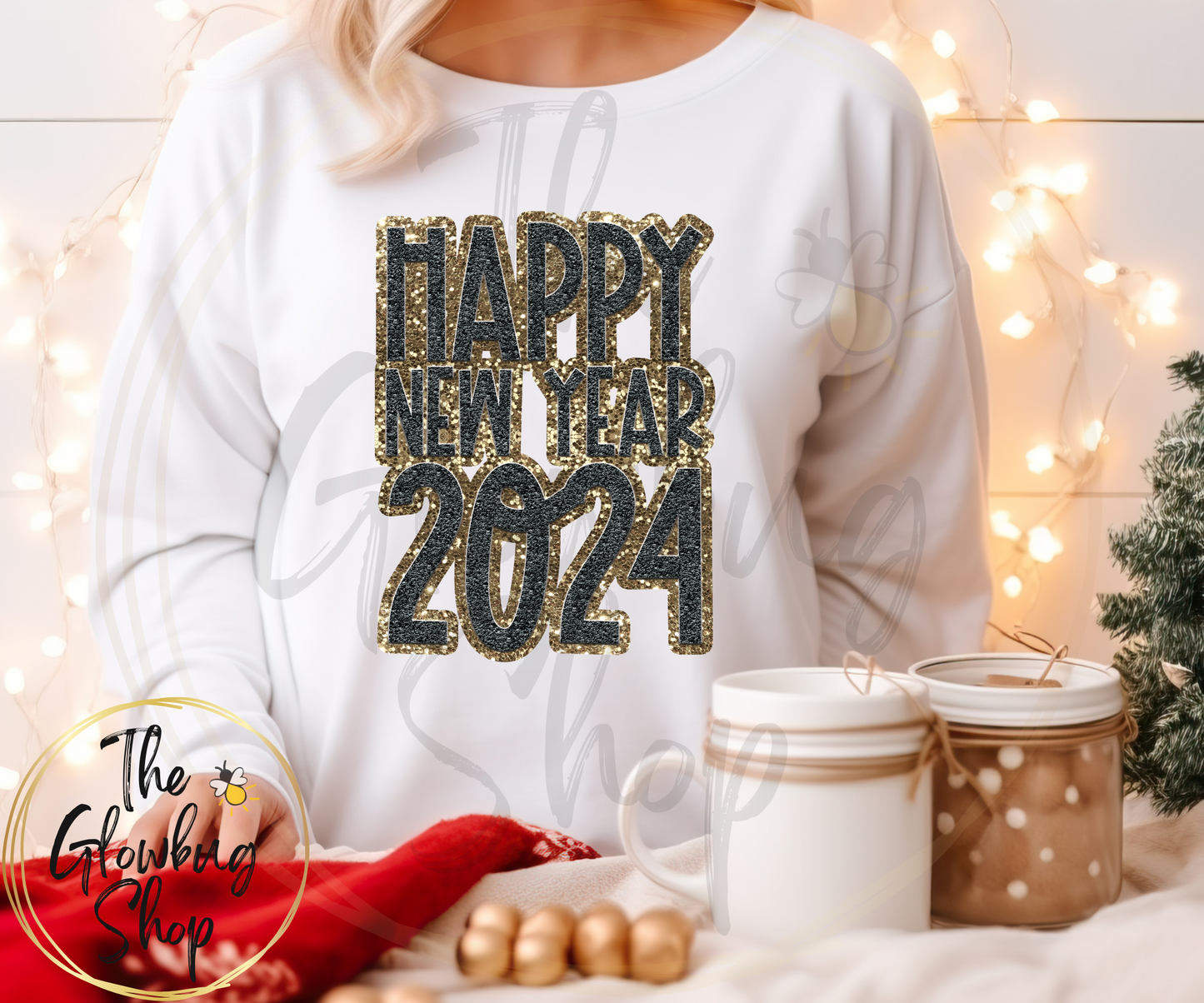 Happy New Year ( faux glitter and chenille)