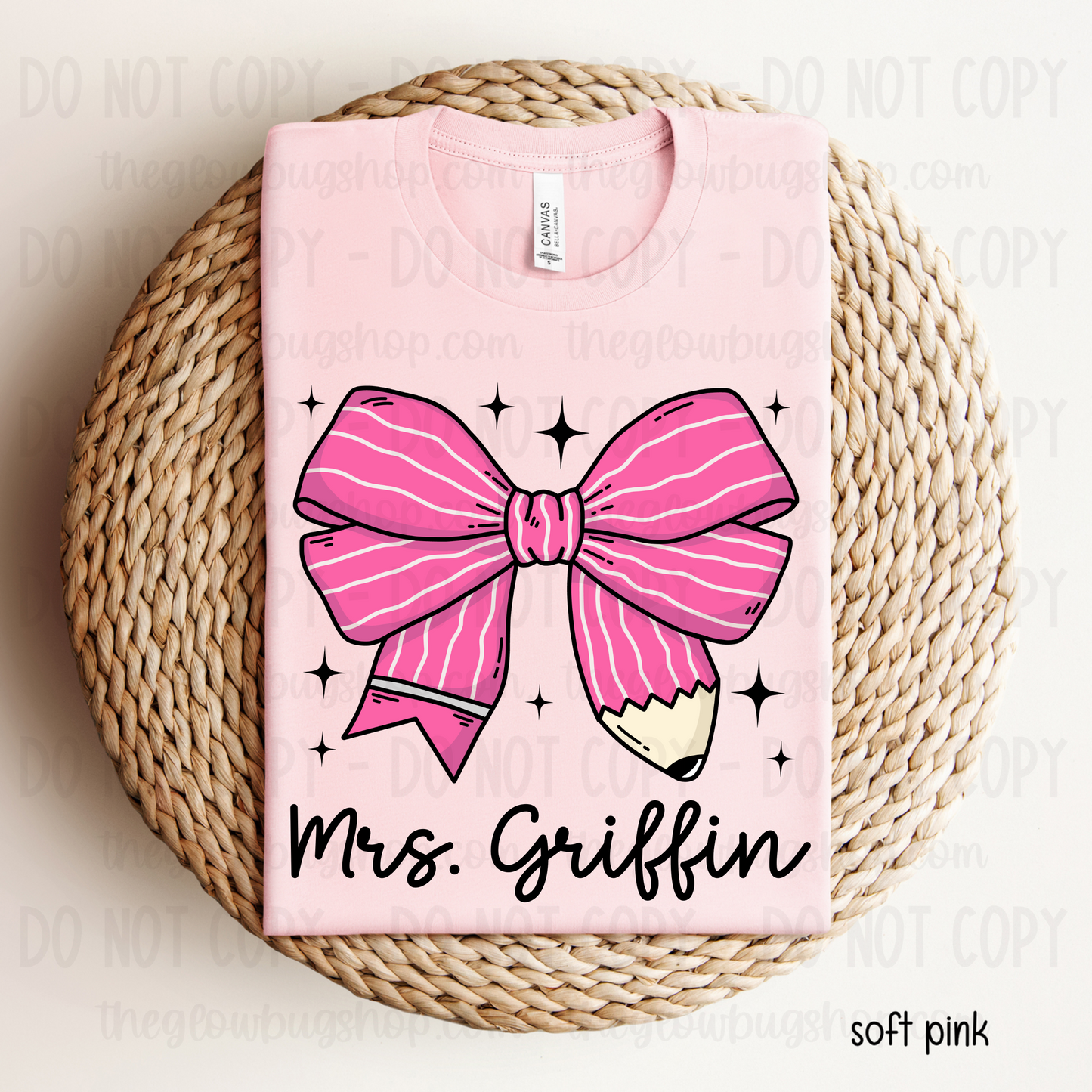 Pink Pencil Bow (custom)