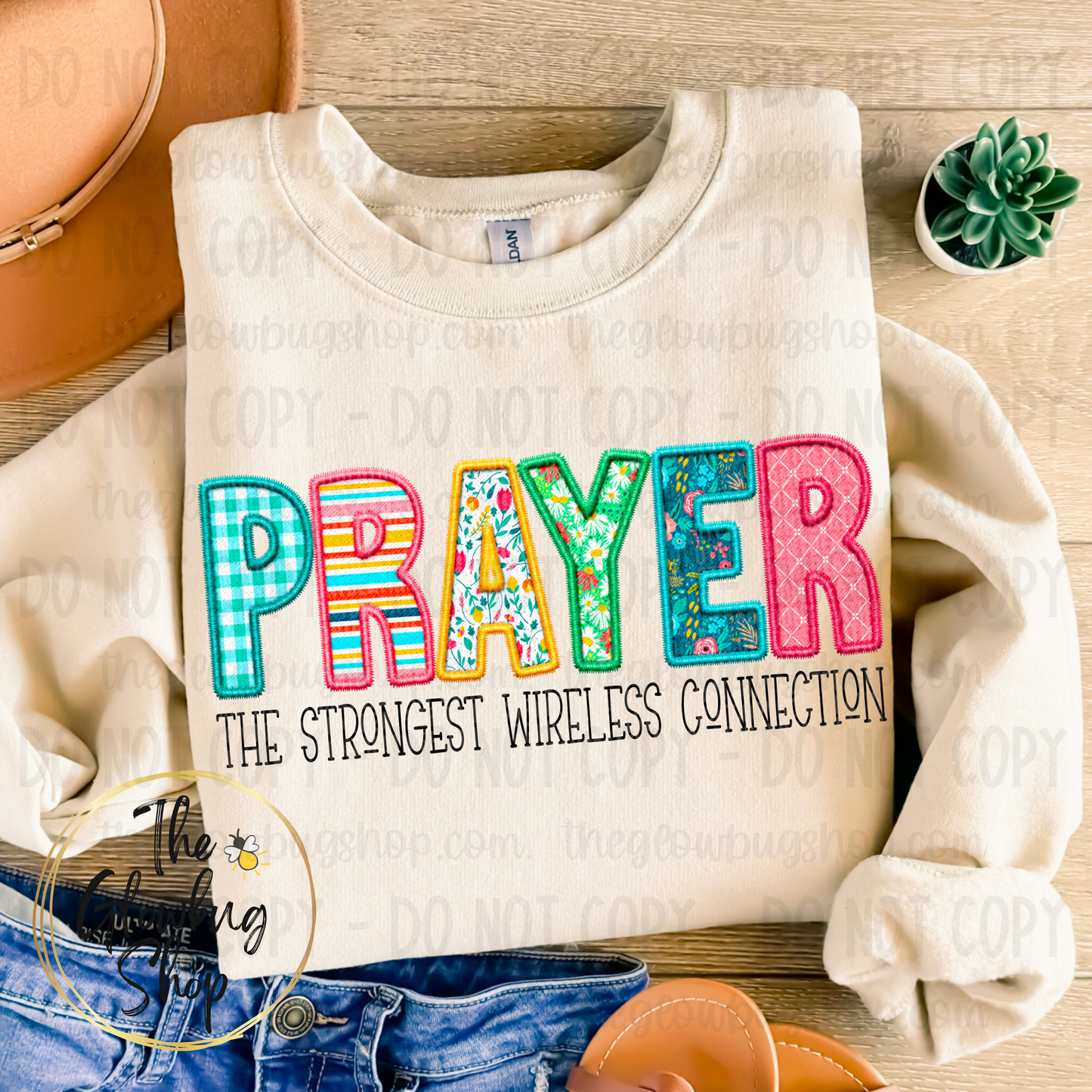 Prayer...the strongest wireless connection (faux embroidery)