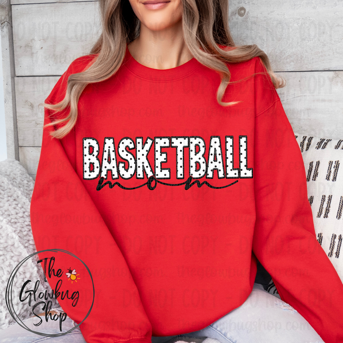 Basketball MOM polka white