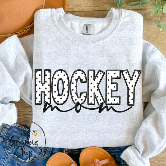Hockey MOM polka white
