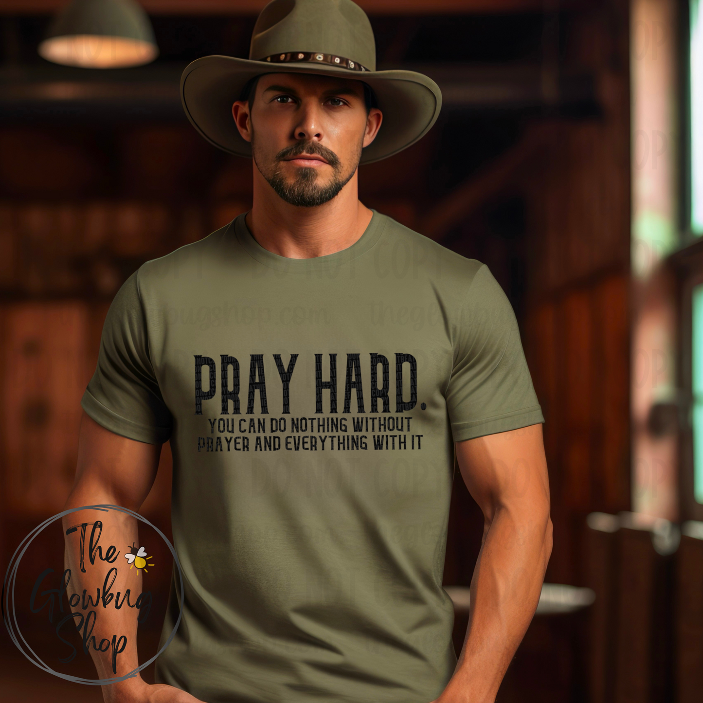 Pray Hard (white ink)