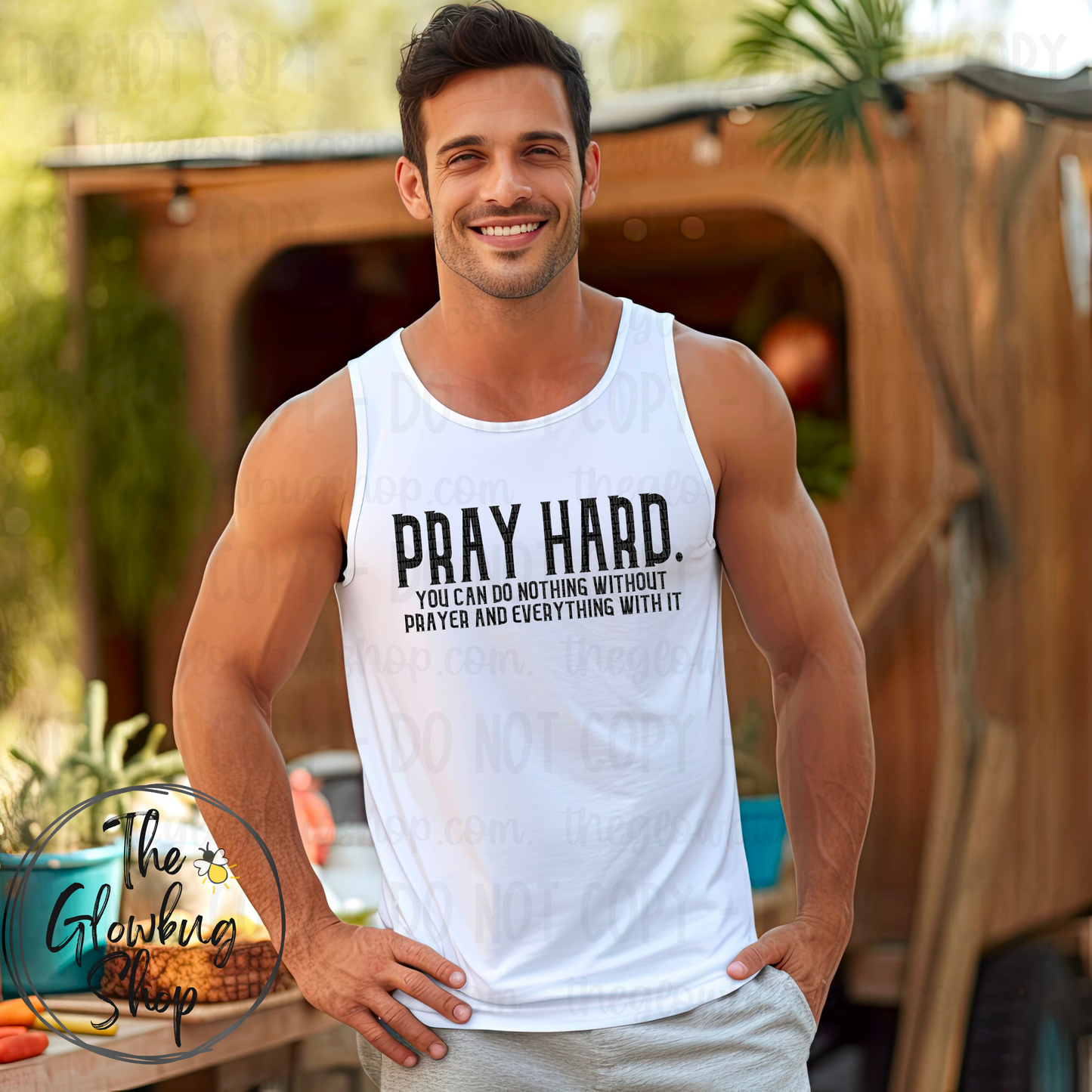 Pray Hard (white ink)