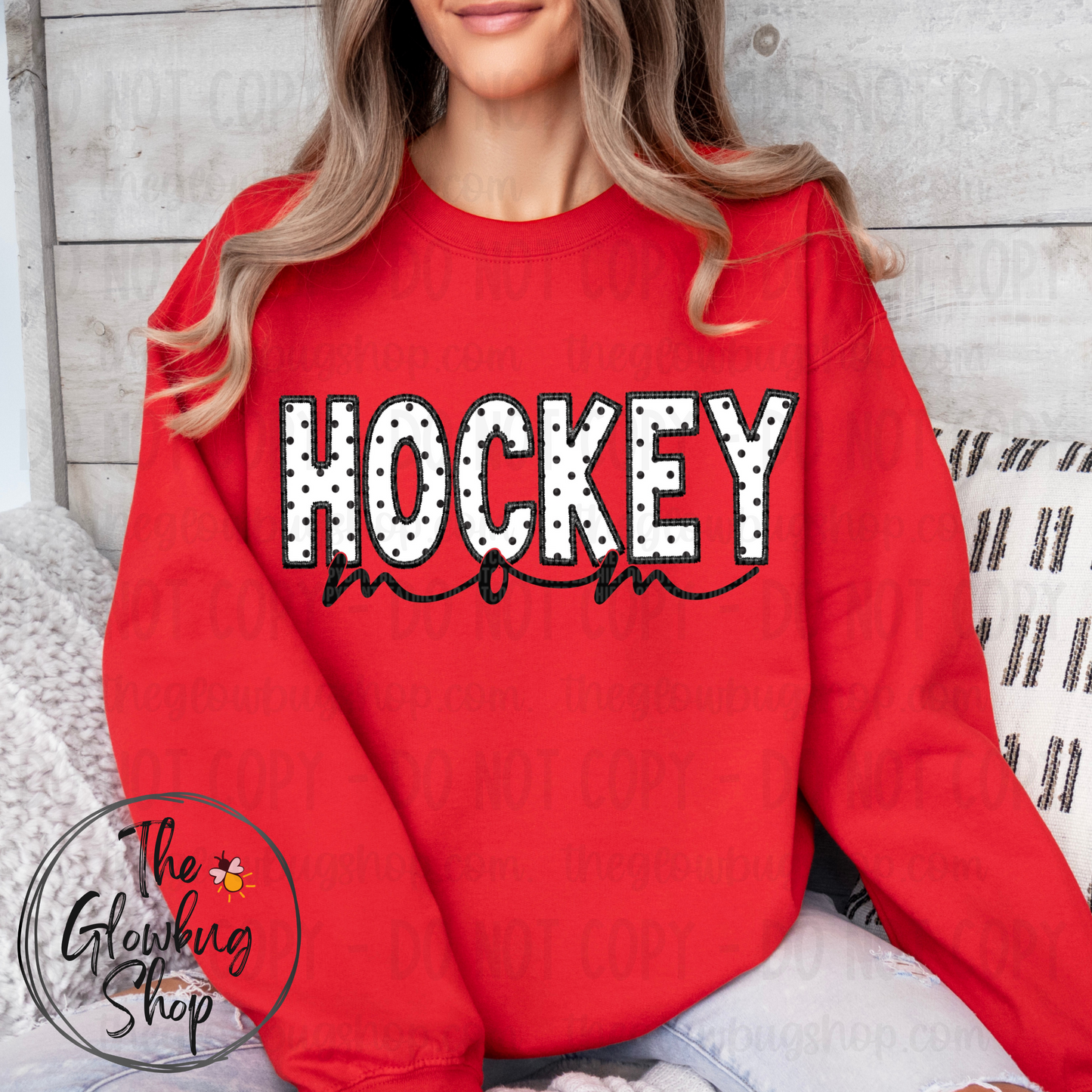 Hockey MOM polka white
