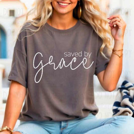 Saved By Grace (white lettering)
