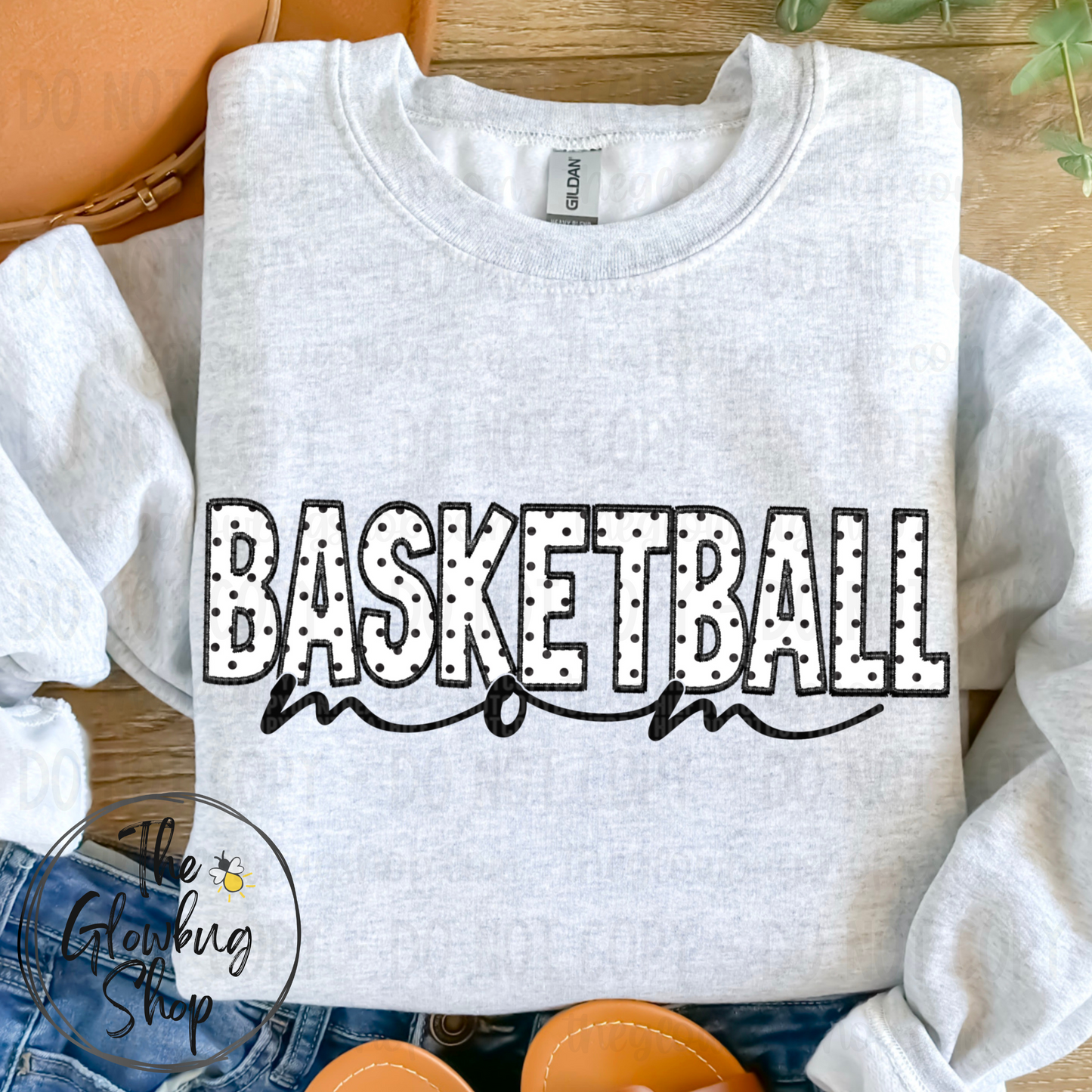 Basketball MOM polka white
