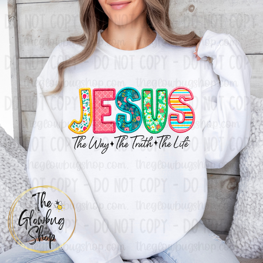 Jesus, the way, the truth, the life (faux embroidery)