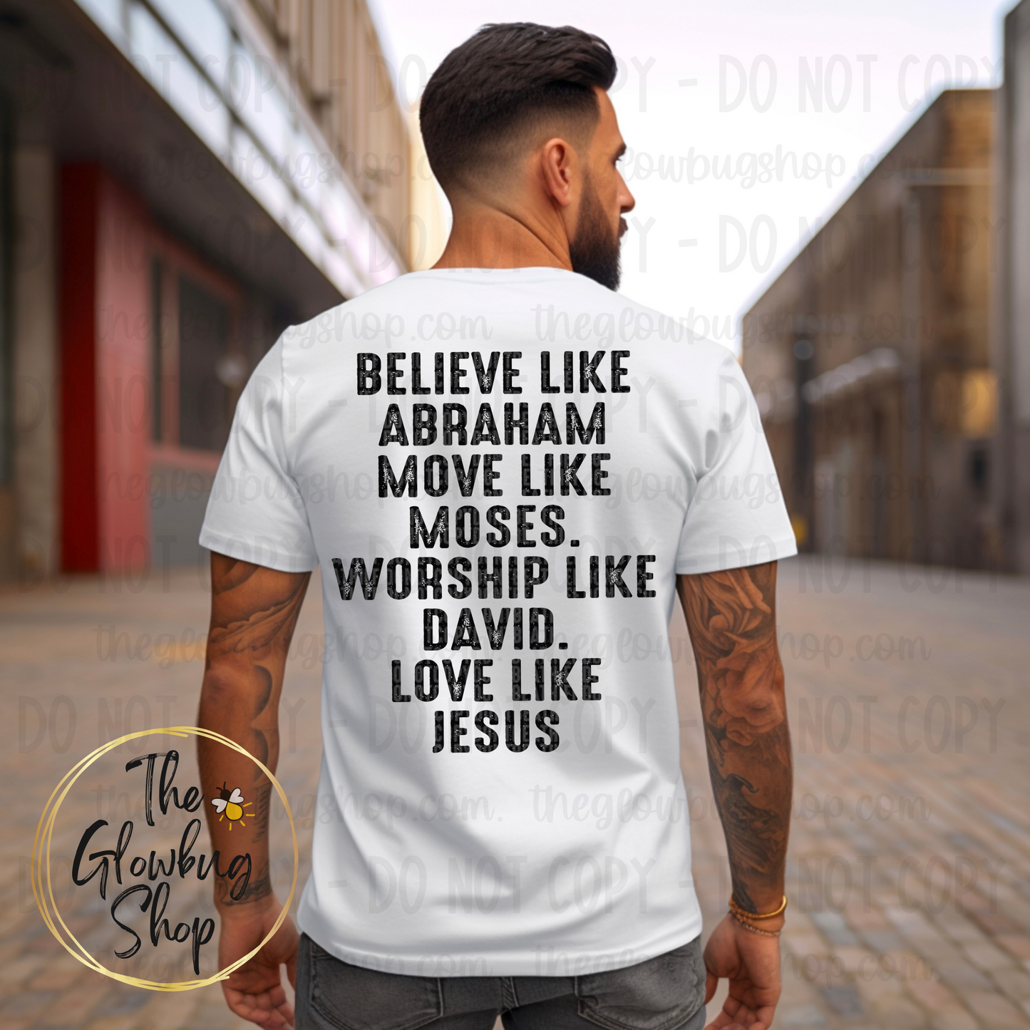 Believe Like Abraham (black ink) (front and back)