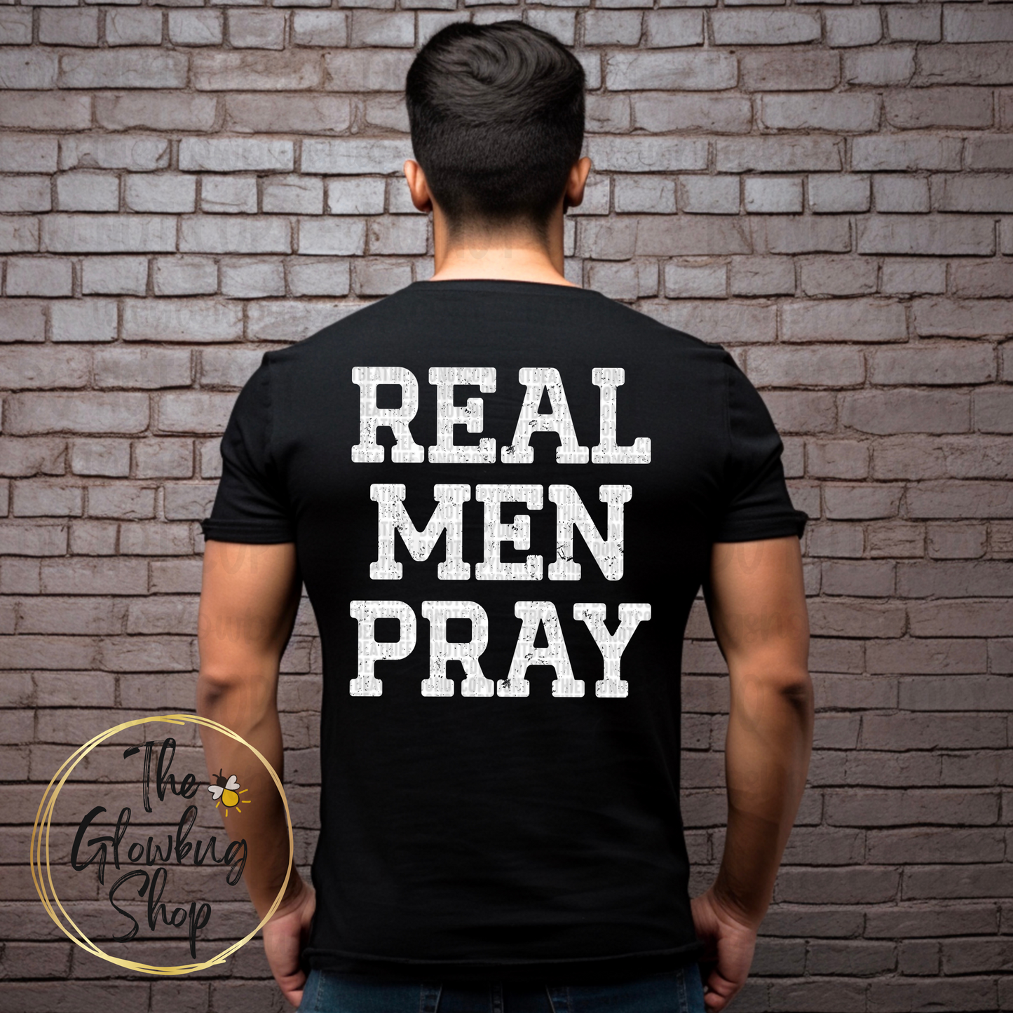 Real Men Pray (white ink)