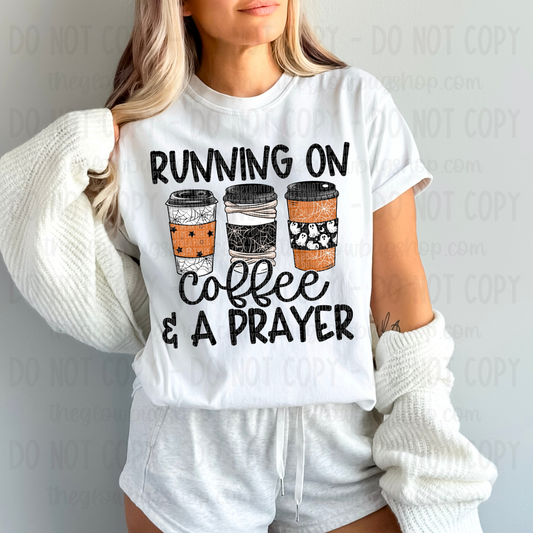 Running On Coffee And A Prayer Spooky (black ink)