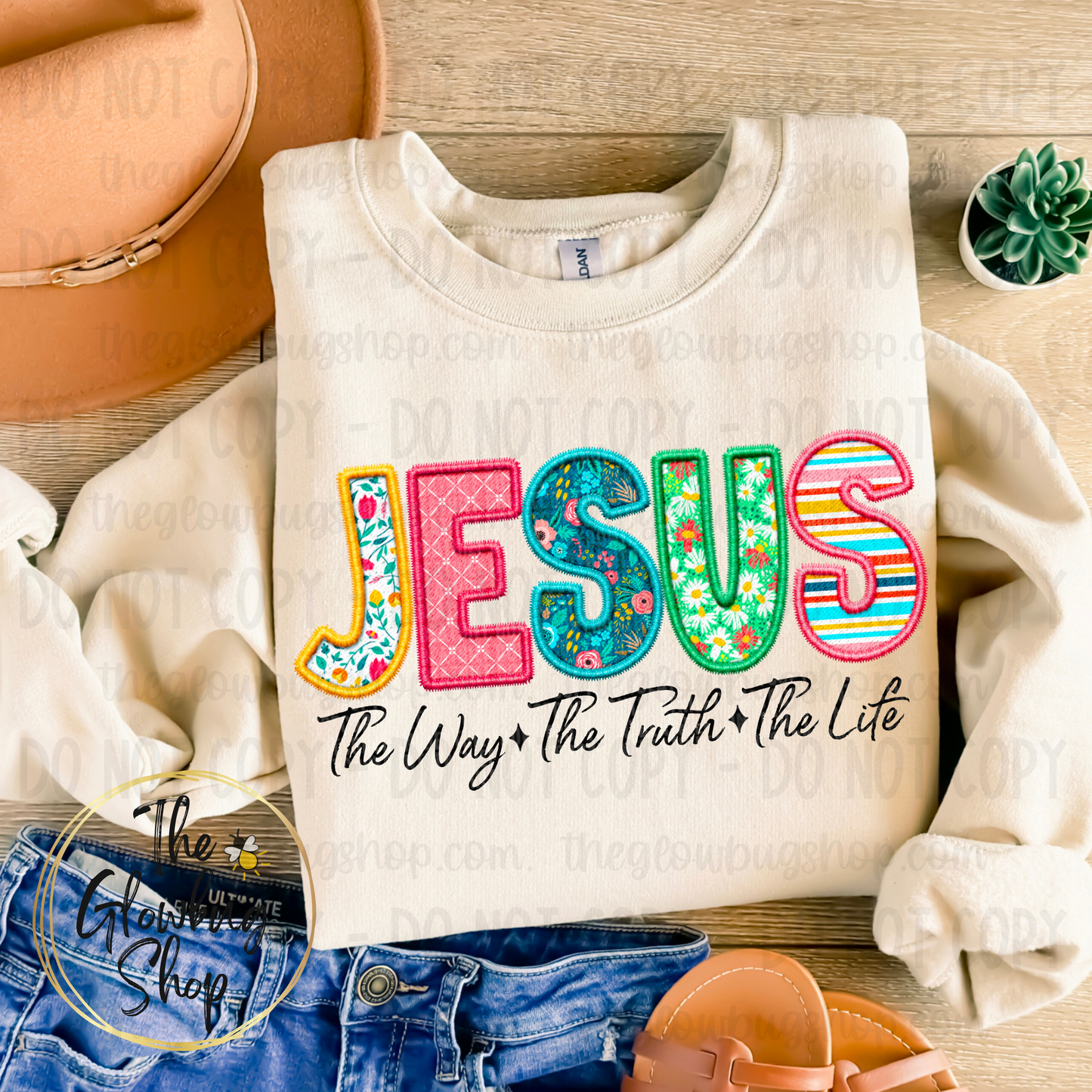 Jesus, the way, the truth, the life (faux embroidery)